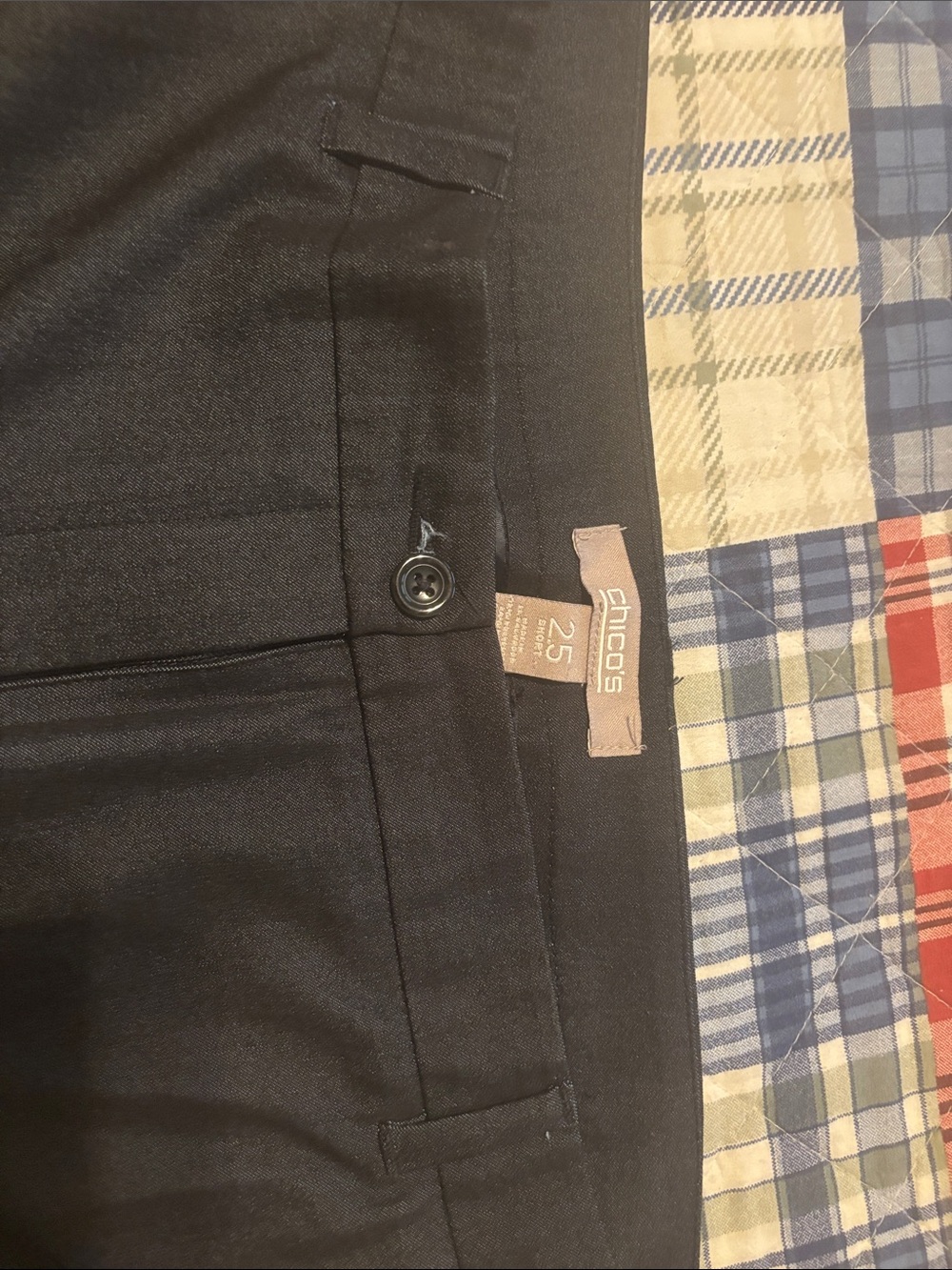 Chico’s dark denim trousers
